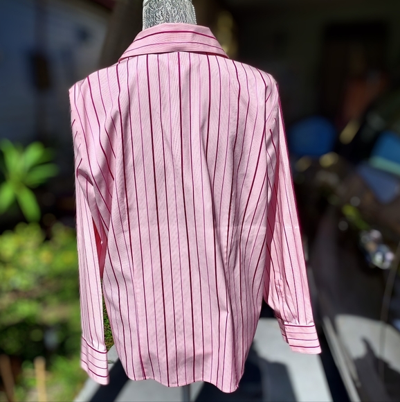 Talbots Pink Striped Button Down Top -14 - Picture 3 of 5